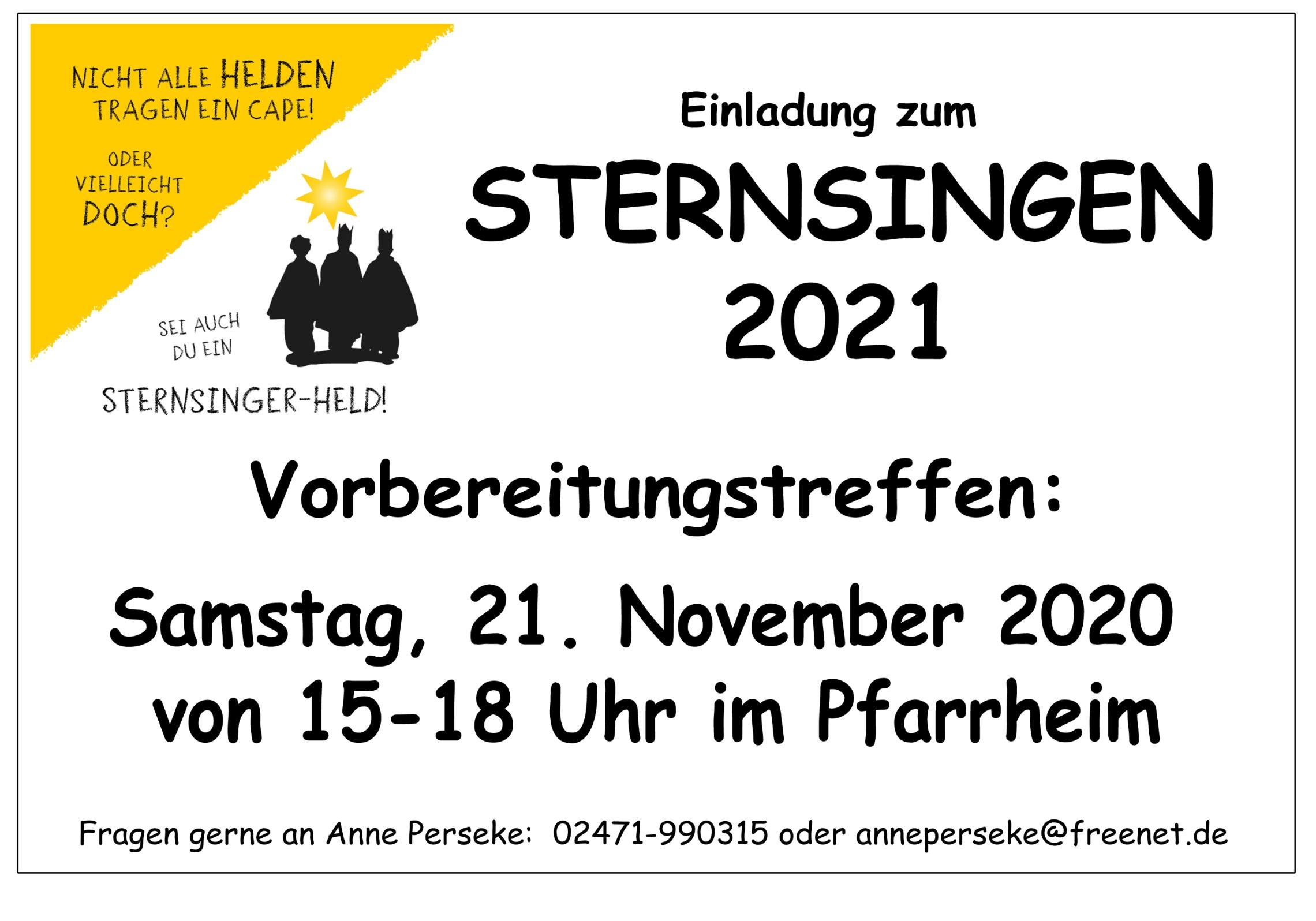 2021_Terminankündigung Sternsingen (c) St. Hubertus Roetgen