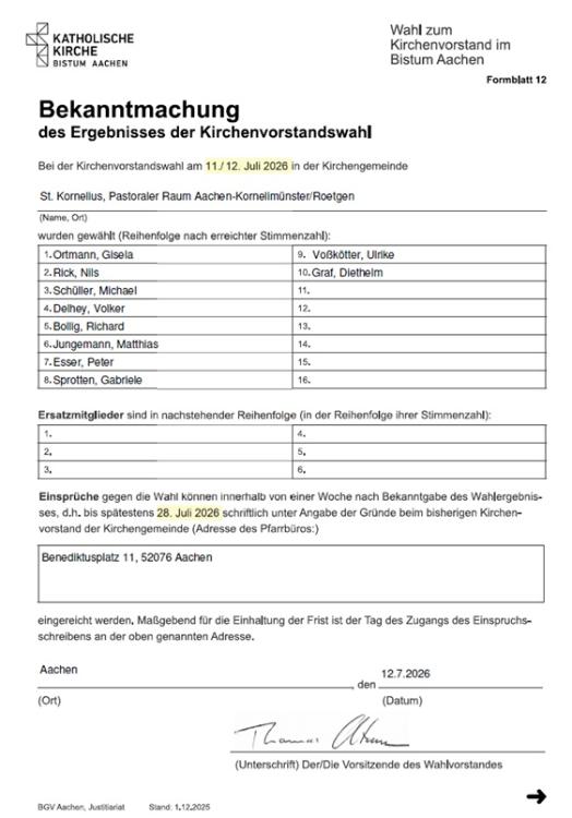 Bekanntmachung KV Wahl (c) der Wahlvorstand Bekanntmachung KV Wahl (c) der Wahlvorstand