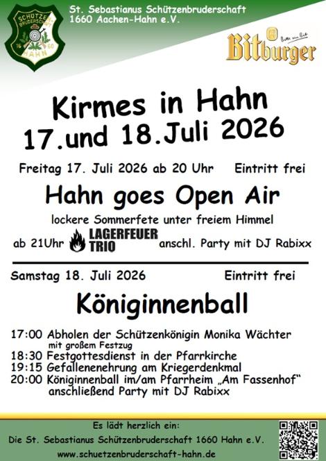 Hahn_Kirmes Plakat_Juli26 (c) Schützenbuderschaft
