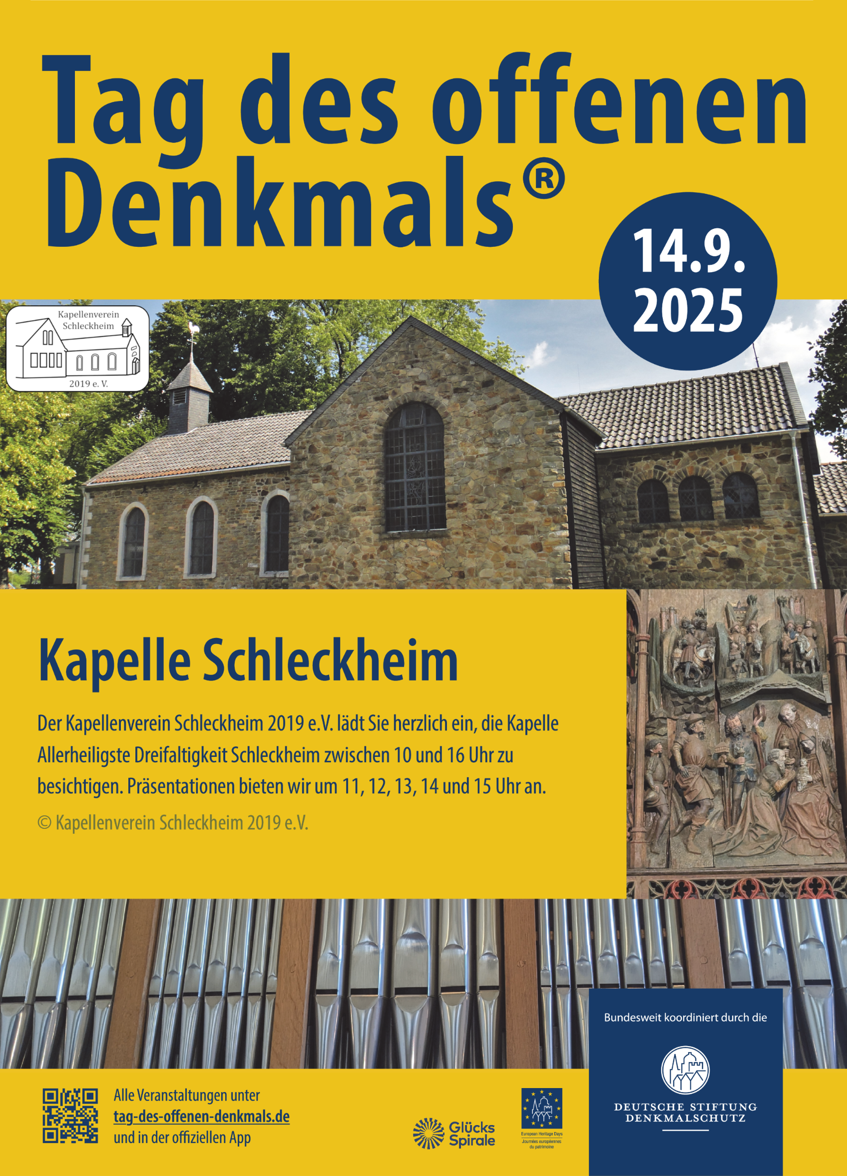 SCHL_Plakat Tag des offenen Denkmals Kapellenverein Schleckheim (c) Kapellenverein Schleckheim 2019 e.V. & Deutsche Stiftung Denkmalschutz